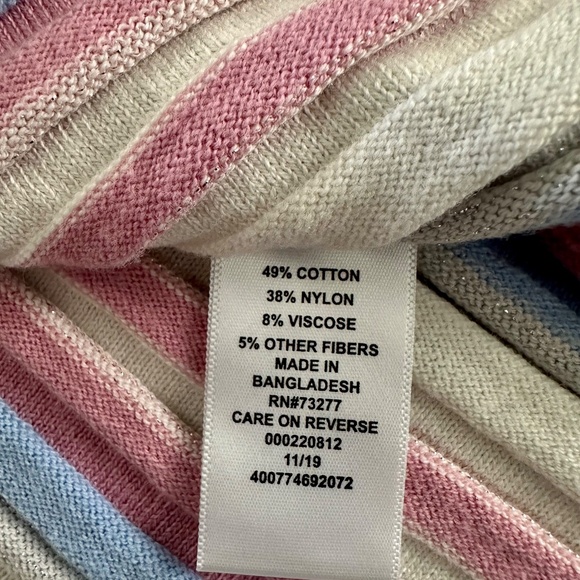 ELLE Women's Long Sleeve Top Pink Blue White Grey Stripes Size M NWT - Picture 6 of 12